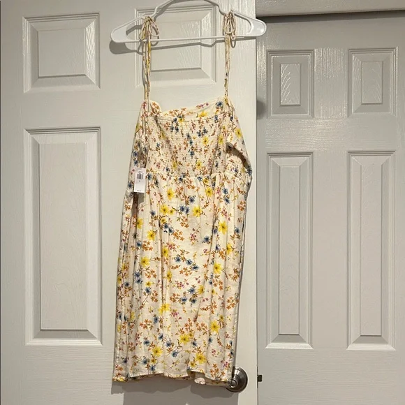 Old Navy Floral Spaghetti Strap Dress - Cream, Yellow, Blue - Picture 2 of 4